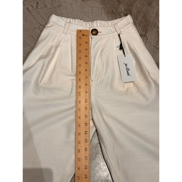 Jue Illimite Summer Lightweight Elastic Waistband Pleated Pants XXS White NWT - Picture 5 of 7